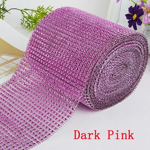 Party Supplier 24 Row Plastic Rhinestone Mesh Ribbon Roll for Cake Wedding Birthday Decor