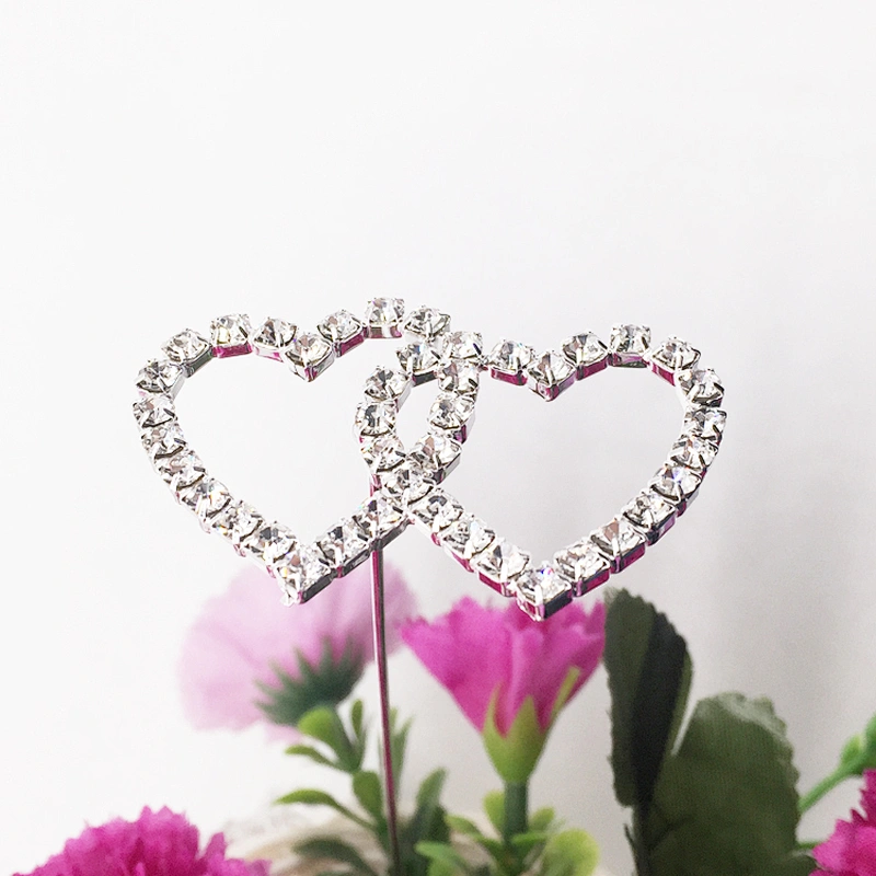 Hot sale Wedding Rhinestone Bouquet Double Heart Crystal Bridal Bouquet Brooch