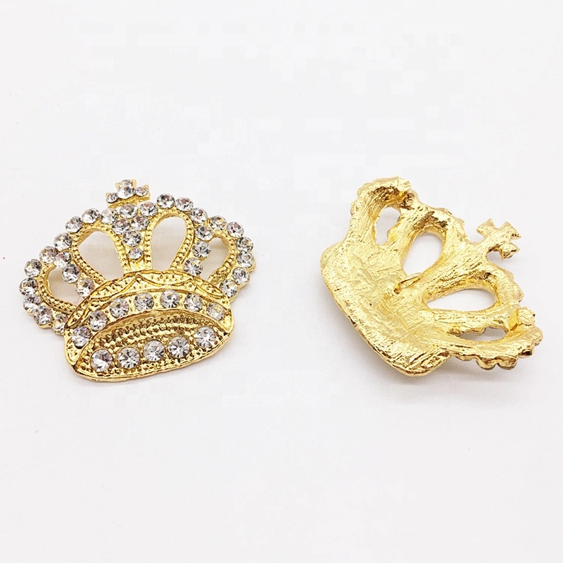 Vintage high fashion crystal gold crown tiara rhinestone brooch