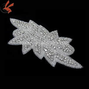 Sew on DIY beaded patch for Bride Wedding Accessories, Evening dress