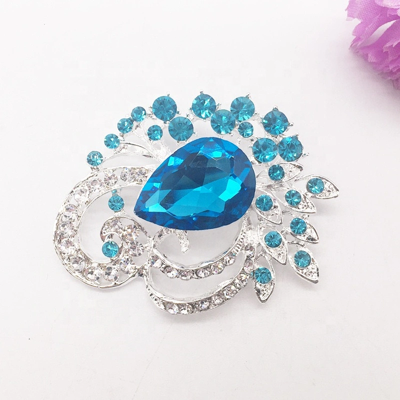 Wedding Bridal Costume African Jewelry Design Big Glass Rhinestone Brooch