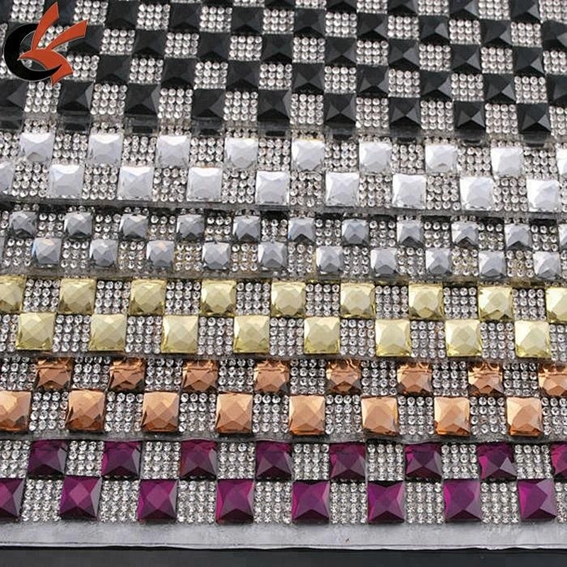 2018 High Quality Hot Fix Resin Rhinestone Mesh Trimming