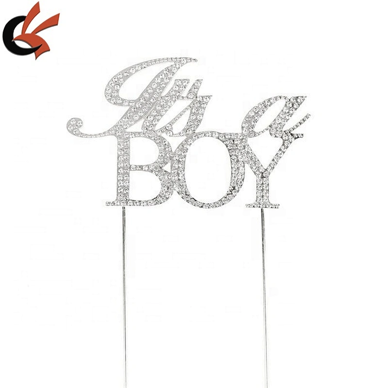 New It is a boy It is a girl gold rhinestone cake topper Gender Reveal Cake Topper