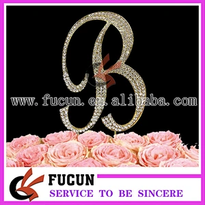 China Wholesale Gold Or Silver Frozen Wedding Favors Letter Rhinestone Cake Toppers