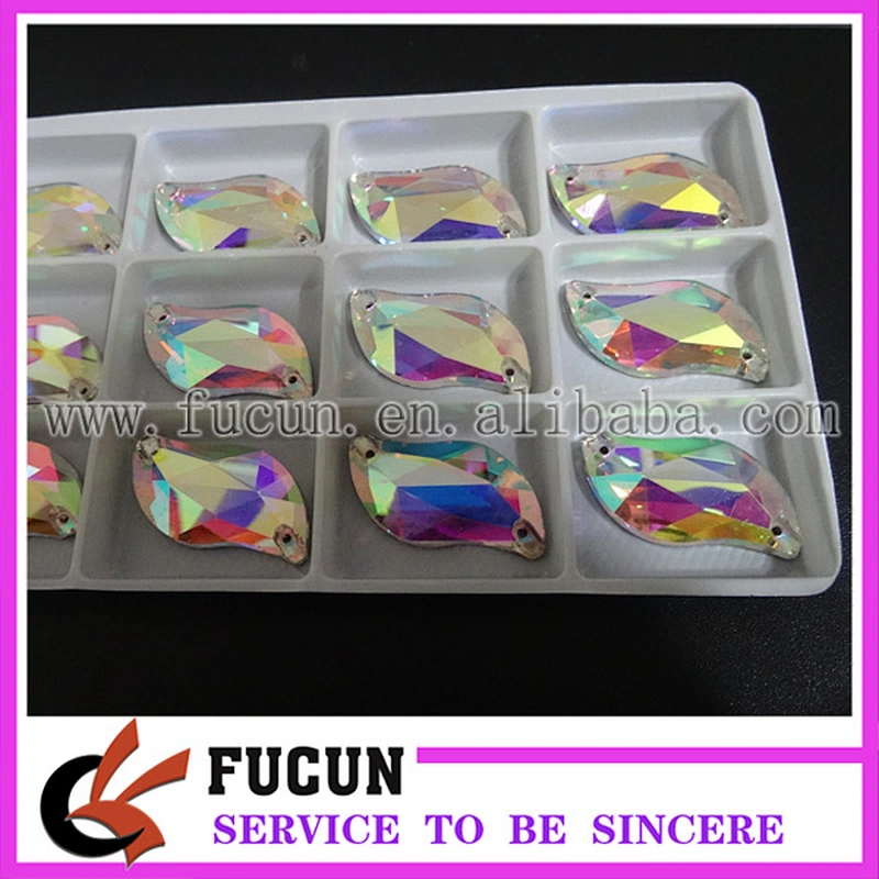 sew on S shape crystal glass stone for garment decoration