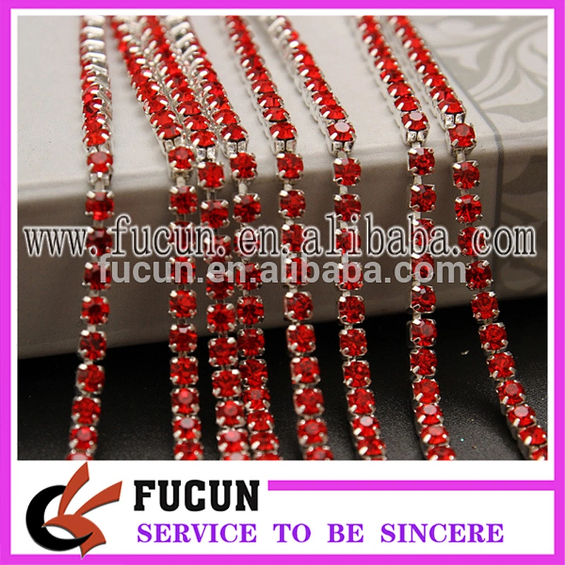 2 rows crystal diamond rhinestone cup chain trimming closed strass chain chaton cup chain
