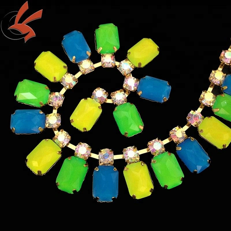 Neon colored crystal chain rhinestone banding chain decorative chain trims