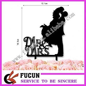 wholesale Event party Unique design double heart wedding souvenirs black acrylic cake topper