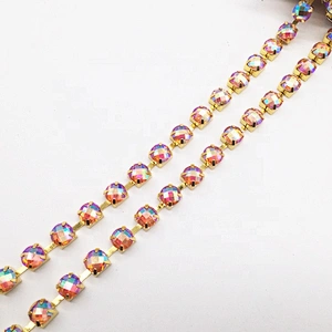 Wholesale Price New Design Cut Facets SS28 SS34 Resin Rhinestone Cup Chain
