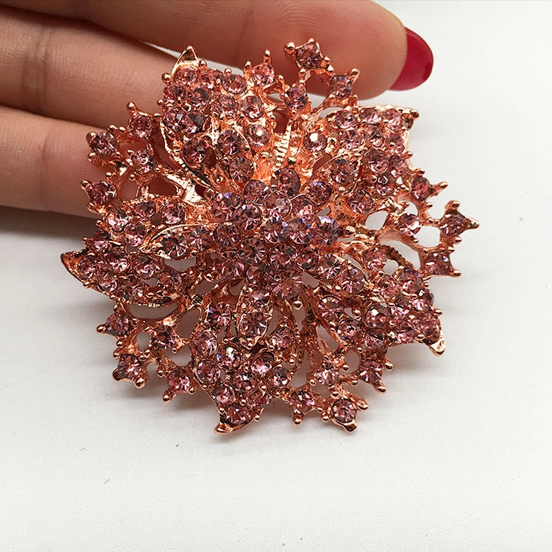 2019 fashion jewelry rose gold plating color rhinestone flat back brooch
