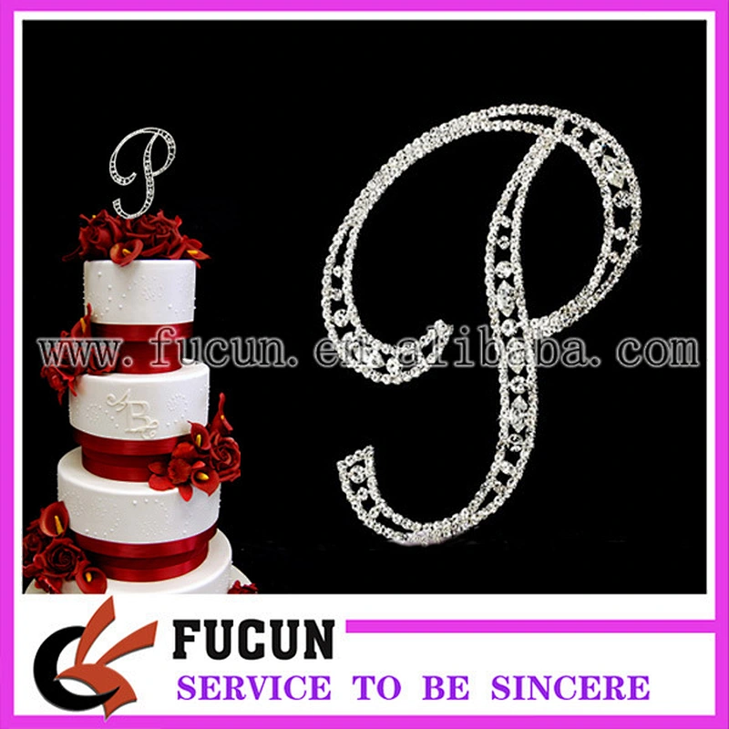 5 inch Large Vintage Style crystal rhinestone letter P cake topper