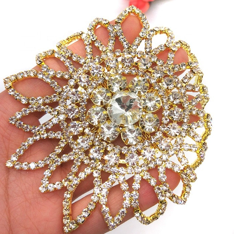 Gold Flatback Sunflower Sew On Crystal Rhinestone Applique