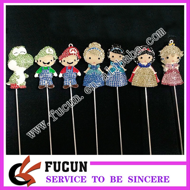 2019 New items hot sale rhinestone cartoon style cake topper for kids party