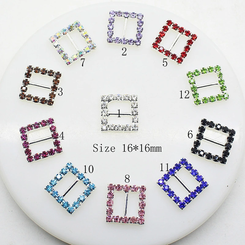 Wedding Invitation card decoration Silver Square Ribbon Sliders Rhinestone small Buckle