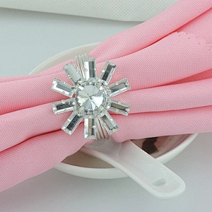 Chinese Wholesale Wedding Crystal Sun Flower Acrylic Napkin Ring Table Decoration