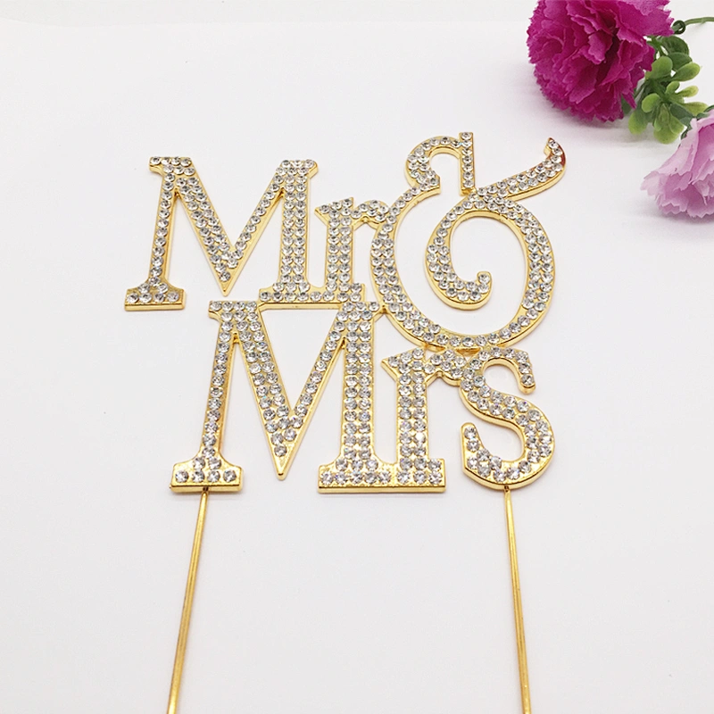 Gold crystal Mr and Mrs cake topper accessories wedding figurine cake topper
