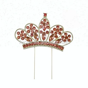 sparkly pink rhinestone acrylic crown wedding cake decorative cake topper