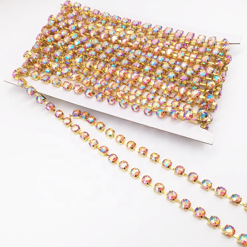 Wholesale Price New Design Cut Facets SS28 SS34 Resin Rhinestone Cup Chain