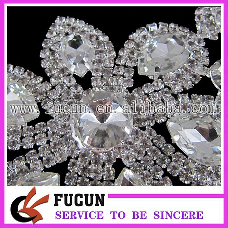Sparkling Rhinestone bridal beaded lace applique rhinestone chain wedding belt