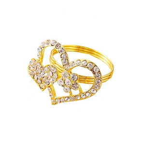 Hotel Restaurant Wedding Celebration Heart Design Rhinestone Table Napkin Ring