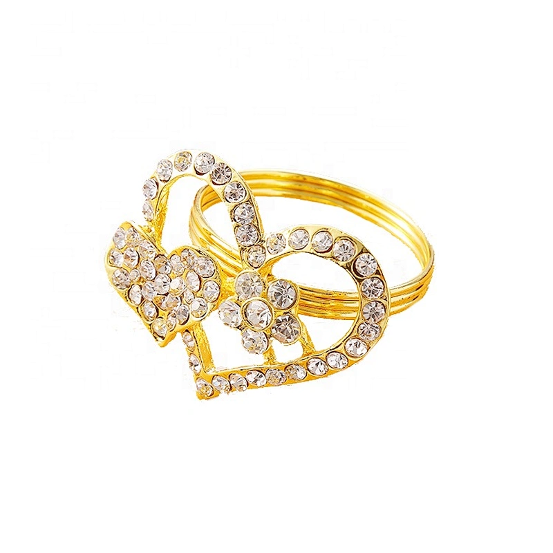 Hotel Restaurant Wedding Celebration Heart Design Rhinestone Table Napkin Ring
