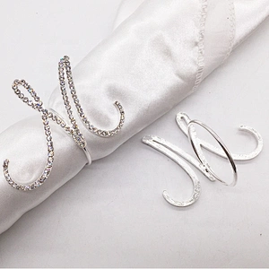 Wedding Bridal Dinner Table Accessories Rhinestone Crystal Letter Napkin Ring Wholesale