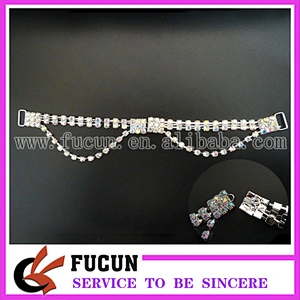 wholesale stunning 2 pc set D shape AB clear rhinestone back connector for bikini