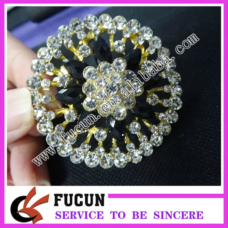 Shiny bling rhinestone crystal metal crafts ,handcraft brooch for wedding gift
