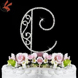 letter H rhinestone monogram wedding cake topper