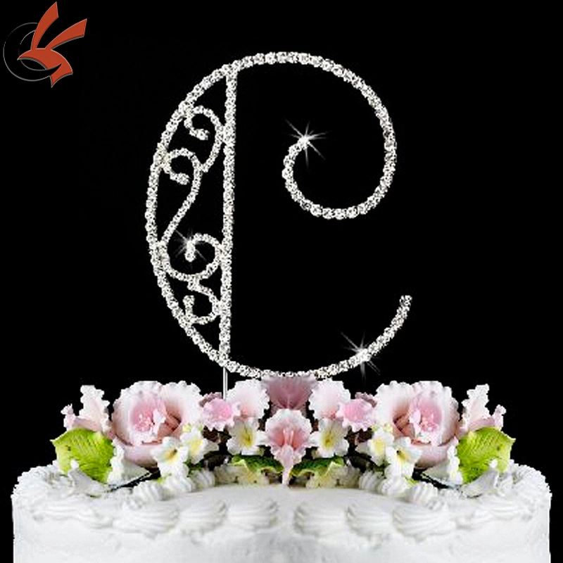 letter H rhinestone monogram wedding cake topper