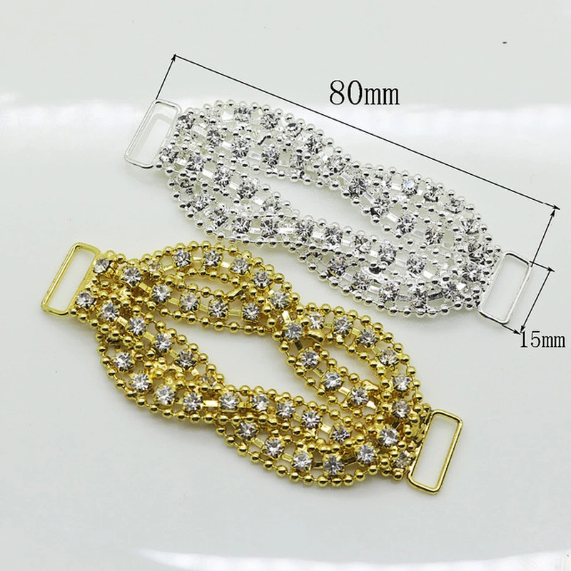 wholesale fashion metal 80mm crystal rhinestone connectors for bikini