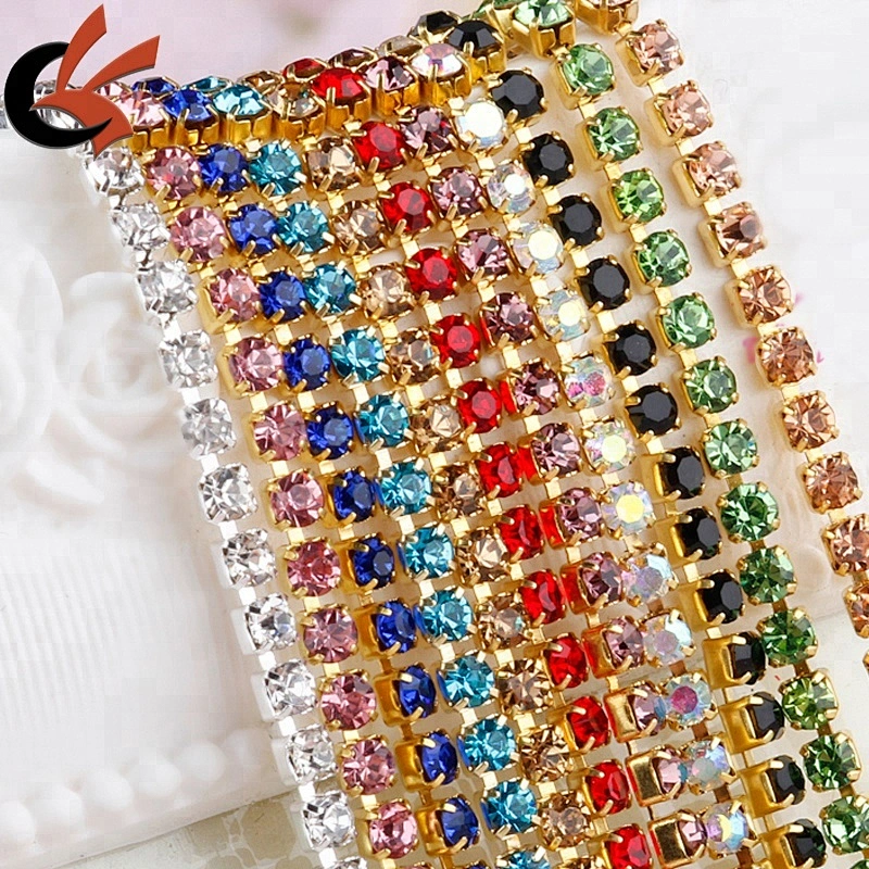 wedding cake decoration rose gold plating wholesale glass rhinestone chain