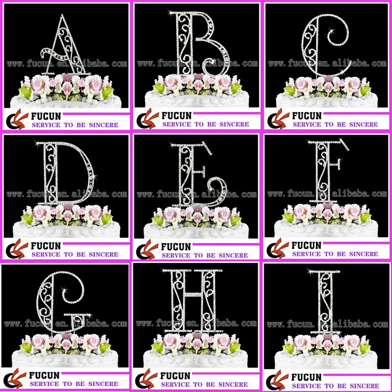 2018 Marvellous alphabet w rhinestone cake toppers for wedding