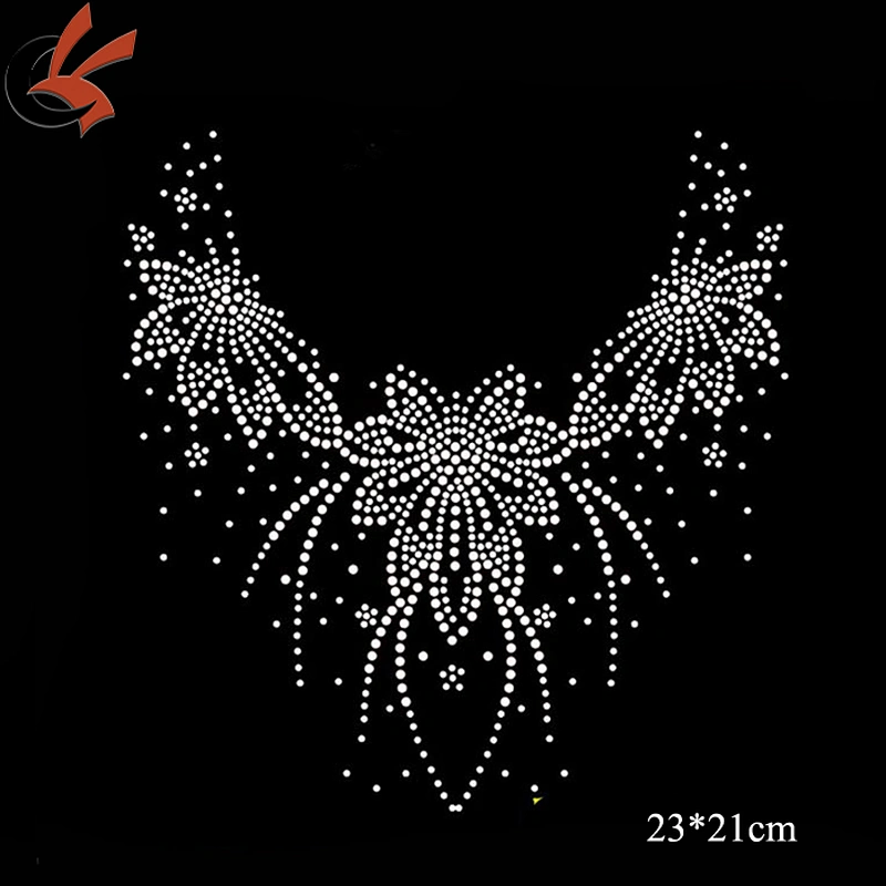 FLOWER RHINESTONE HOTFIX HEAT TRANSFER MOTIF DESIGN