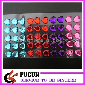 DIY Gem self adhesive stickers/heart shape gem acrylic stickers