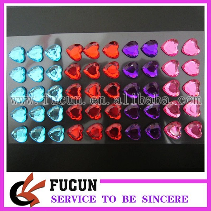 DIY Gem self adhesive stickers/heart shape gem acrylic stickers