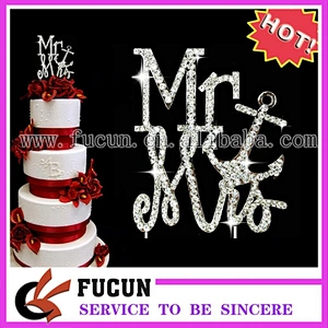 MR and MRS Anchor Silver Crystal Rhinestone Cake Topper Birthday Bling Party Favor