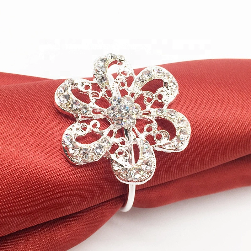 factory wholesale delicate cheap price eco-friendly table little flower shape crystal napkin ring