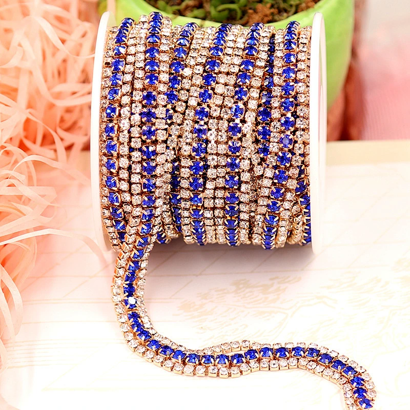 Diamond Various Colored Rhinestone Braid Cup Trim Chain