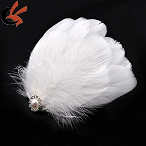 wedding feather head piece white headband feather pad