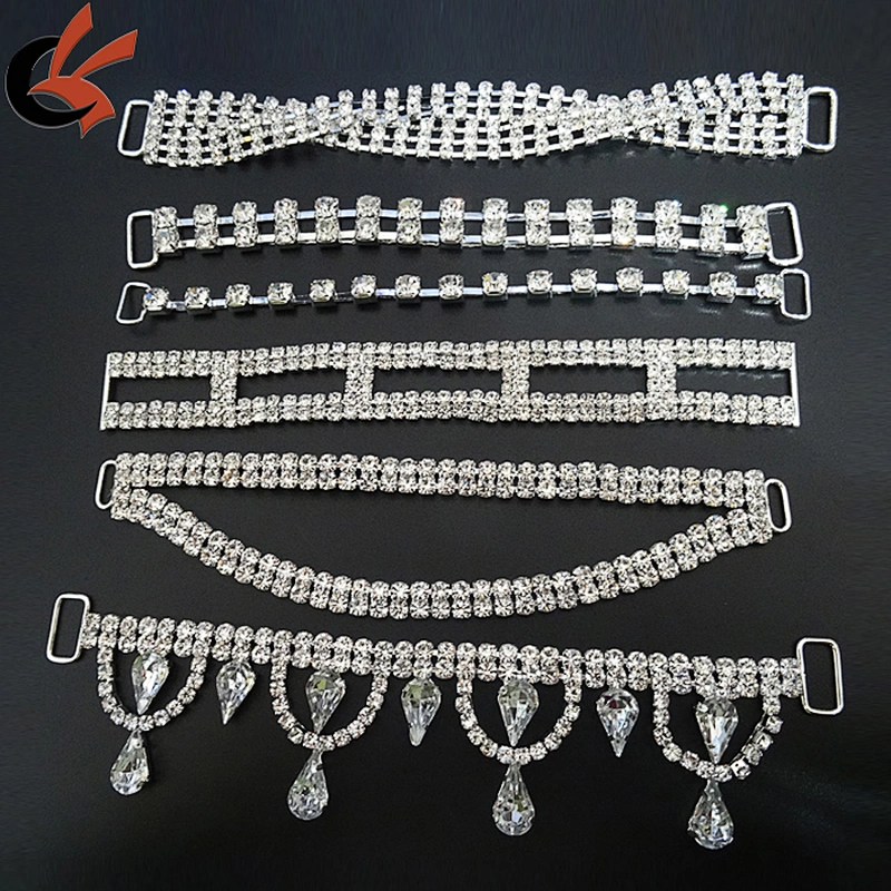 hot sale stunning diamante silver crystal rhinestone bikini bra connector