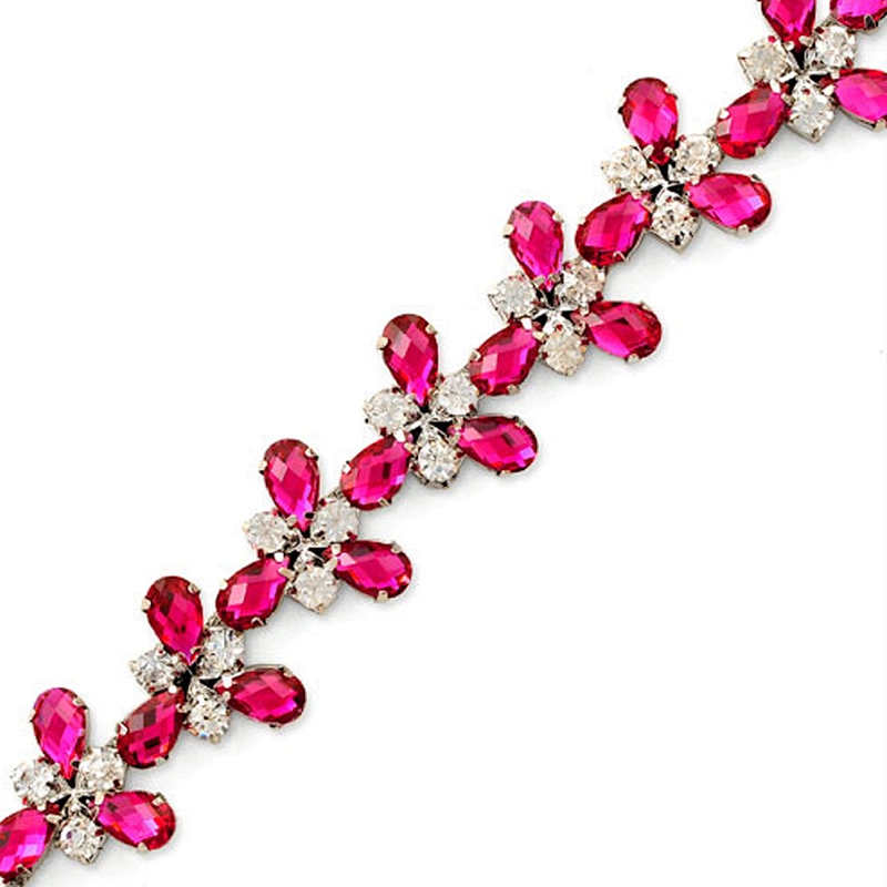 wholesale cheap costume decoration silver rhinestone bridal applique sash trim by yards