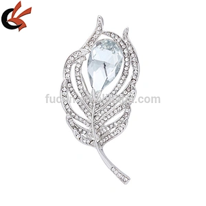 2018 fashion leaf rhinestone brooch for garment or necklace decoration