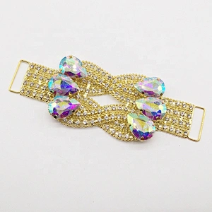 hot selling fashion jewelry gorgeous crystal ab teardrop glass stone bikini connector