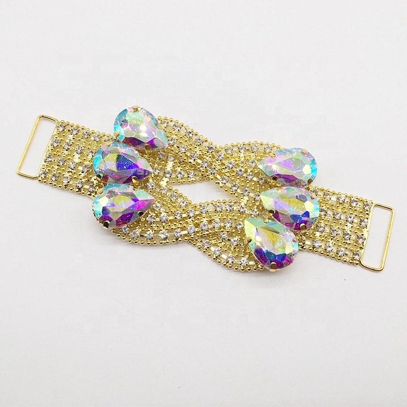 hot selling fashion jewelry gorgeous crystal ab teardrop glass stone bikini connector