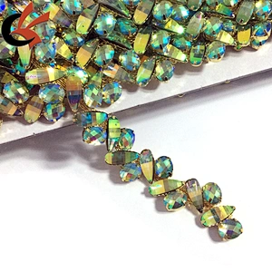 Shining Carnival decoration Green AB crystal rhinestone chain trimming