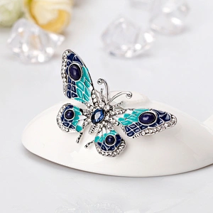 Fashion High Quality Oil Drip Rhinestone Butterfly Brooch