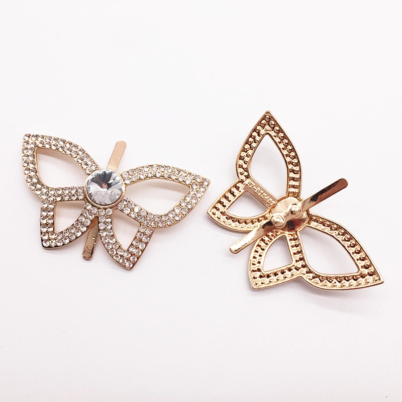 custom rhinestone butterfly shape shoes buckle accessories