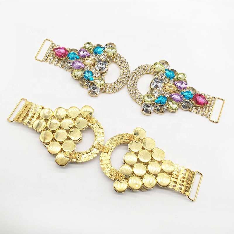New Customized Top Quality Colored Jewelry Crystal Rhinestone Two Layered Glass Stone Bikini Connector