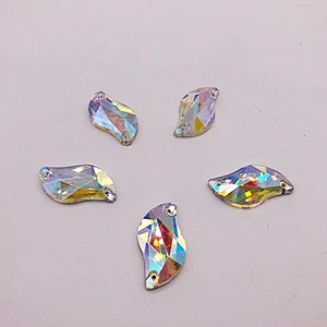 Hot sale Flat back  S shape 21*28mm crystal  sewing  on glass stone for wedding dress